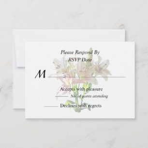 Rückbeleuchtete zarte rosa Lilien RSVP Karte