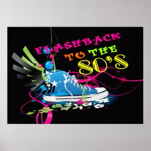 Rückblende zu den achtziger Jahren Neonturnschuh Poster