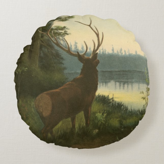 Rückblick auf den Elk Blick auf den See Rundes Kissen (Vorderseite)
