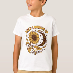 Rückblick Retro-Sonnenblumen-Mond T-Shirt