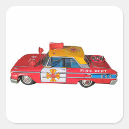RÜCKBRANDABTEILUNGSAUTO QUADRATISCHER AUFKLEBER