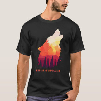 Rückdruck Schutz und Schutz von Wölfen und Wölfen T-Shirt