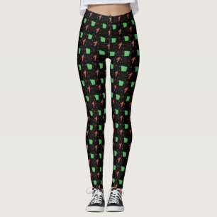 Rücken-Atommuster auf schwarz Leggings
