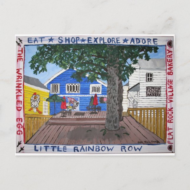 Rücken Deck Little Rainbow Row in Flat Rock NC Postkarte (Vorderseite)