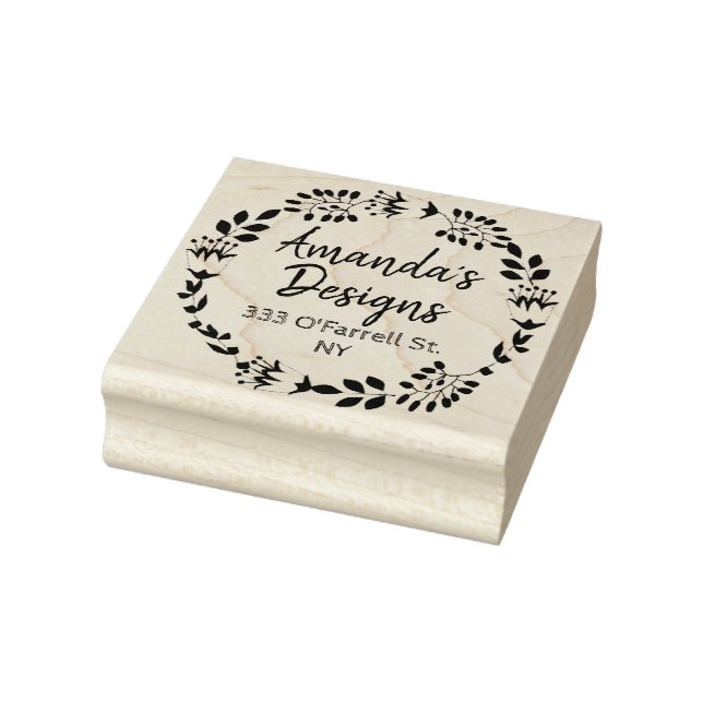 Rückgabe von Blumenkranz und Geschäftsadresse Gummistempel (Stempel)