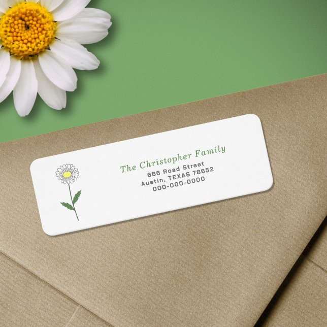 Rückgabeadresse für botanische Daisy-Blume (Daisy Flower Return Address Label)