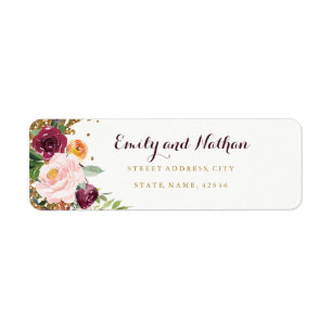 Rückgabeadresse für Burgundy Floral Glitzer