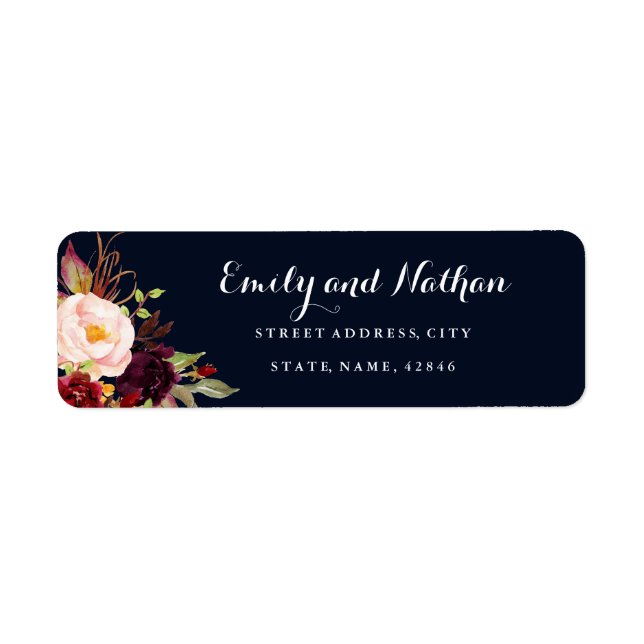 Rückgabeadresse für Burgundy Navy Floral Fall (Vorne)
