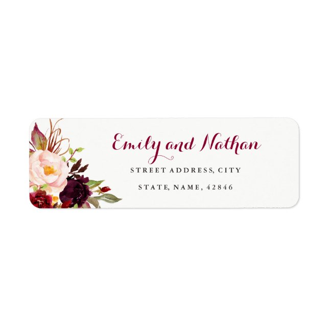 Rückgabeadresse für Burgundy Red Floral Fall (Vorne)