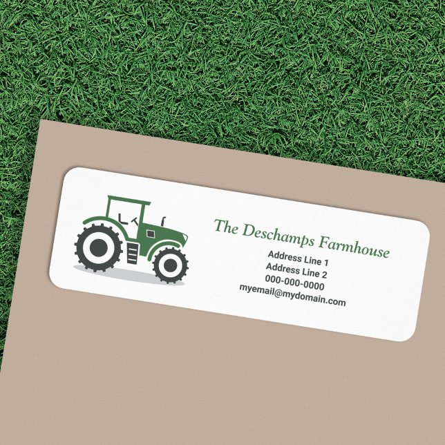 Rückgabeadresse für den Auftragnehmer (Farm Tractor Return Address Label)