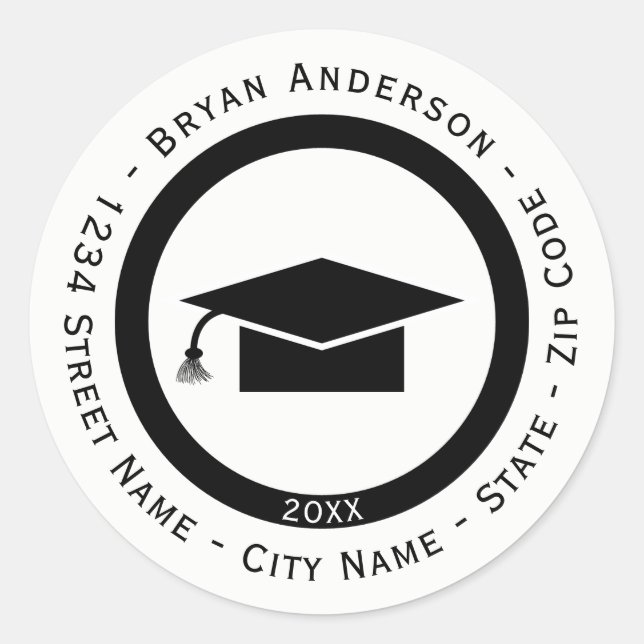 Rückgabeadresse für die Circular Graduation Cap Runder Aufkleber (Vorderseite)