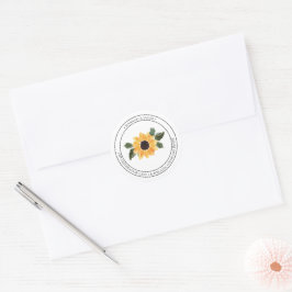 Rückgabeadresse für rustikale Sonnenblumen Runder Aufkleber