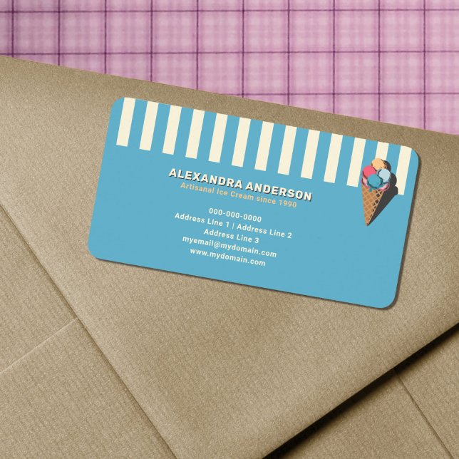 Rückgabeadresse für Vintage Eiscreme Adressaufkleber (Vintage Ice Cream Cone Return Address Label)