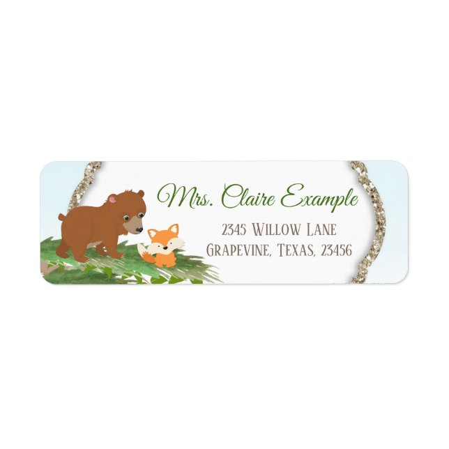 Rückgabeadresse für Woodland Bear Fox Babydusche (Vorne)