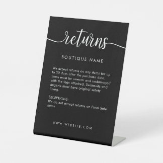 Rückgabebedingungen für den beruflichen Einzelhand Sockelschild