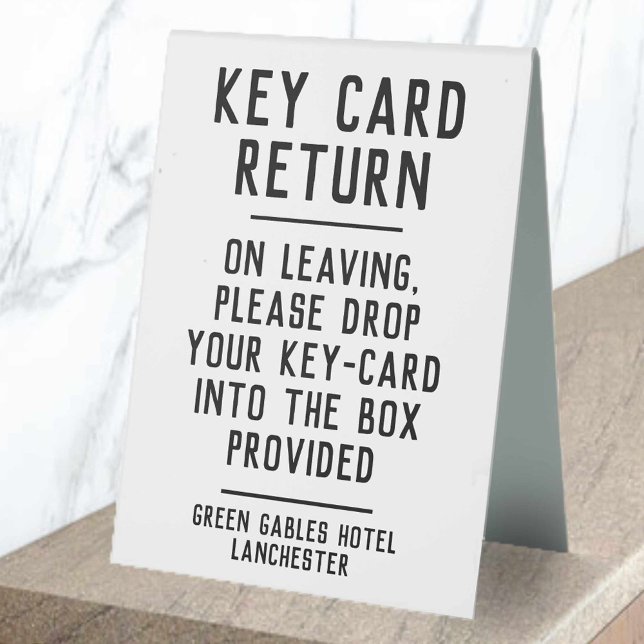 Rückgabeinformationen für Hotel Key Card Tischaufsteller (Von Creator hochgeladen)