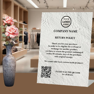 Rückgaberichtlinie Travertine Retail-Logo-Geschäft Sockelschild