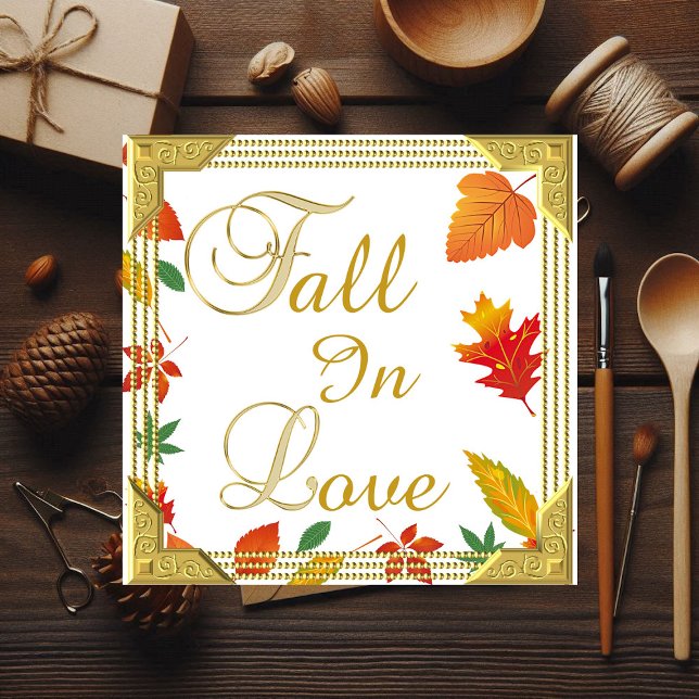 Rückgang der Ahorn-Blätter in Lieben Herbst Blätte Mitteilungskarte (Fall in Love Maple Leaves Autumn Colors Note Card)