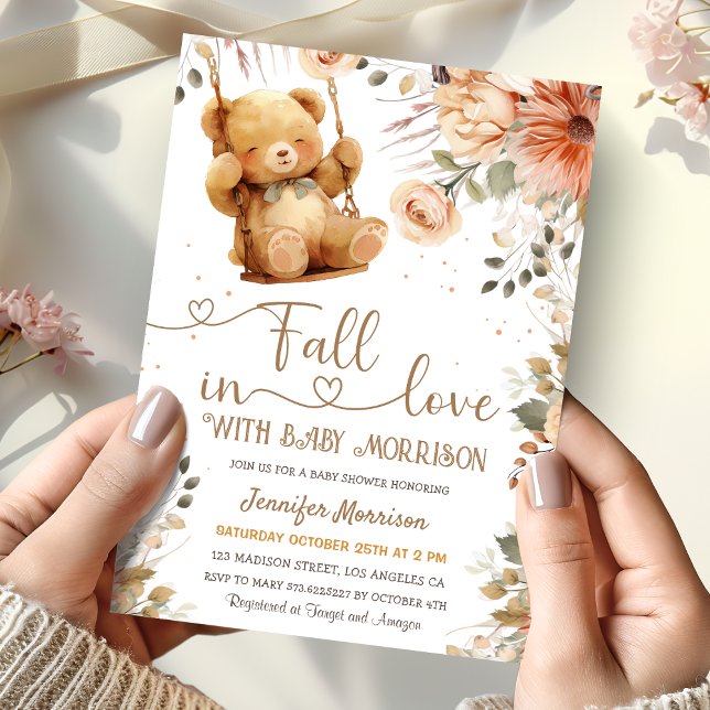 Rückgang der Liebe Baby Dusche Teddy Bären Herbst  Einladung (Von Creator hochgeladen)