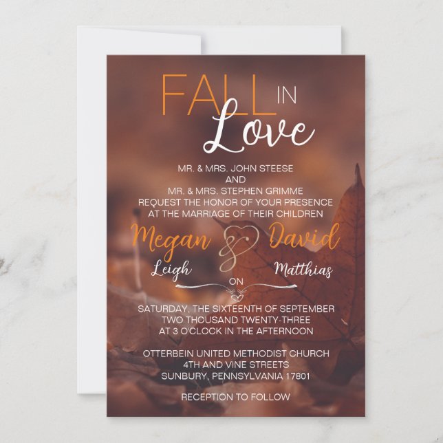 Rückgang der Liebe Blätter Einladung Hochzeit (Vorderseite)