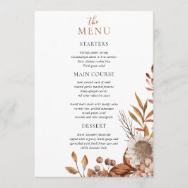Rückgang der Liebe | Boho Blume Wedding Menu Menükarte