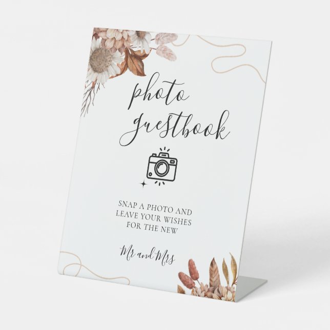 Rückgang der Liebe | Boho Wedding Foto Guestbook Sockelschild (Vorderseite)