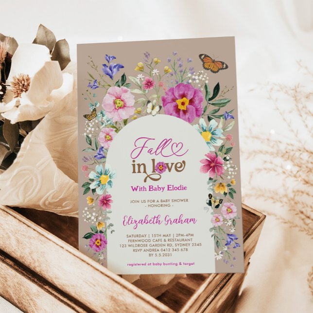 Rückgang der Liebe | Boho Wildblume Girl Babydusch Einladung (Von Creator hochgeladen)