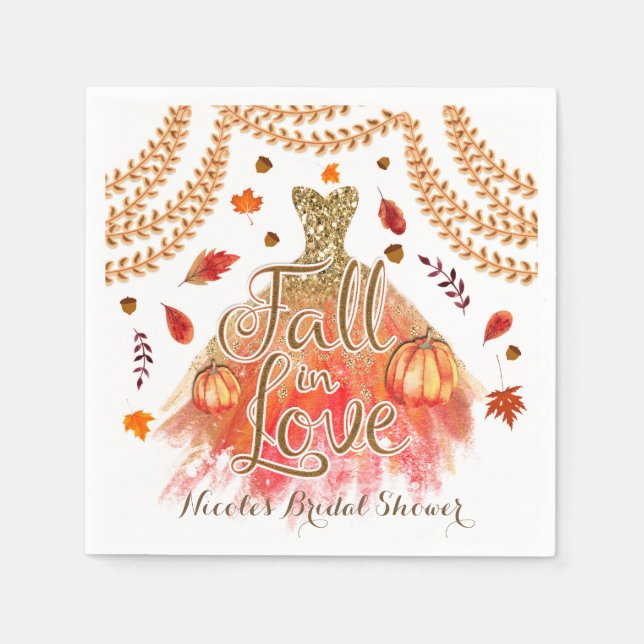 Rückgang der Liebe Brautparty Dress & Herbstleven Serviette (Vorderseite)