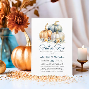 Rückgang der Liebe Brautparty Gold Blue Pumpkins Einladung