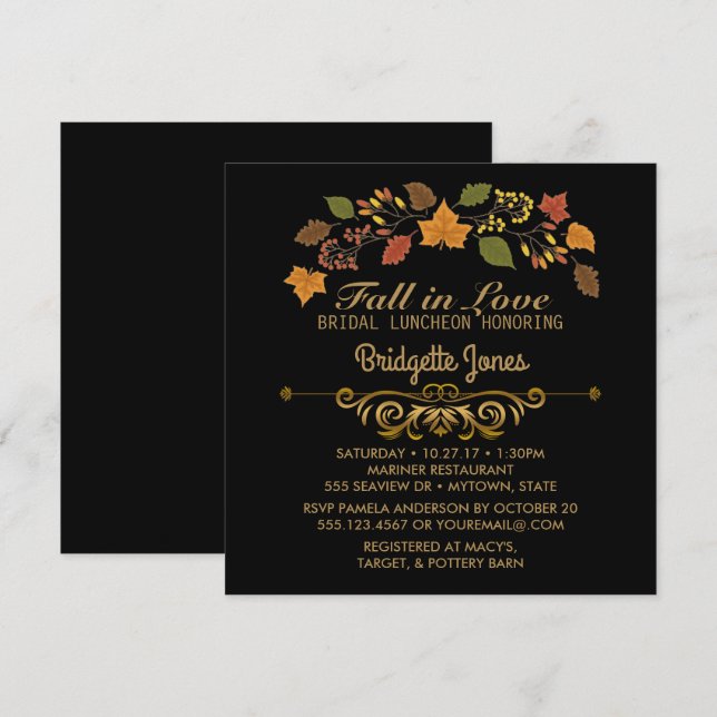 Rückgang der Liebe Bridal Luncheon Herbst Polterab Einladung (Vorne/Hinten)