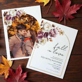 Rückgang der Liebe | Burgund-Foto-Hochzeit Einladung