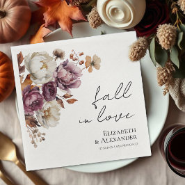 Rückgang der Liebe | Burgundy Floral Foto Wedding Serviette