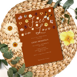 Rückgang der Liebe Burnt Orange Wildblume Brautpar Einladung