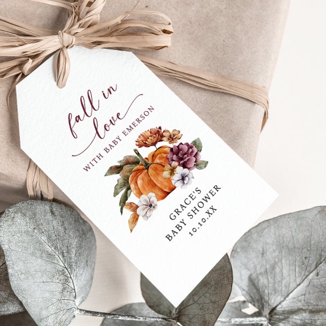 Rückgang der Liebe-Geschenkmarke Geschenkanhänger (Fall In Love With Baby Pumpkin Gift Tag)