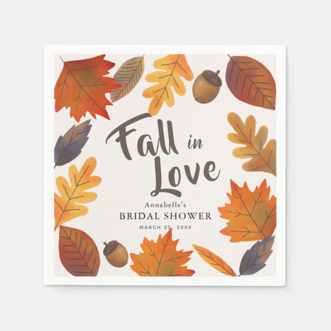Rückgang der Liebe Herbst Blätter Brautparty Papie Serviette (Vorderseite)