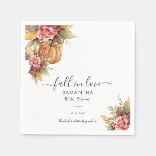 Rückgang der Liebe Herbst Blätter Pumpkin-Brautpar Serviette