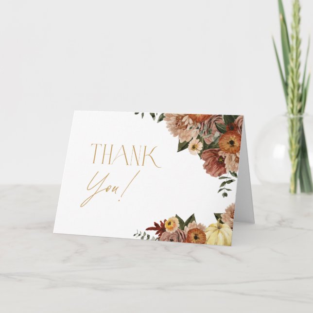 Rückgang der Liebe Herbst Blumenspülung Dankeskarte (Vorderseite)