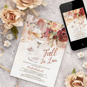 Rückgang der Liebe Herbst Champagner-Brautparty Einladung