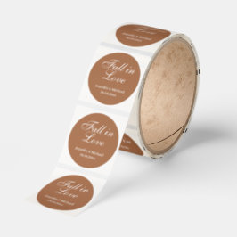 Rückgang der Liebe, Herbstbraun-Hochzeitsskript Runder Aufkleber