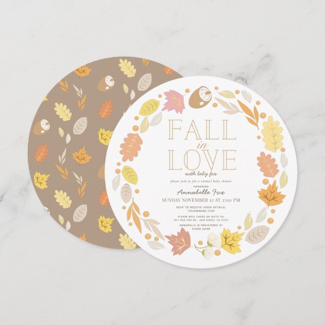 Rückgang der Liebe Herbstkleid Virtual Baby Dusche Einladung (Vorne/Hinten)