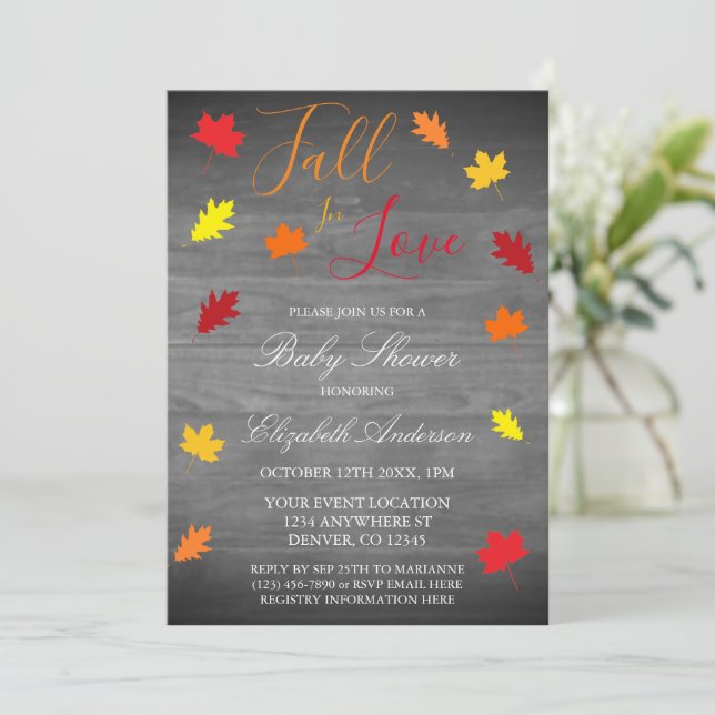Rückgang der Liebe Herbstleaves Babydusche Einladung (Stehend Vorderseite)