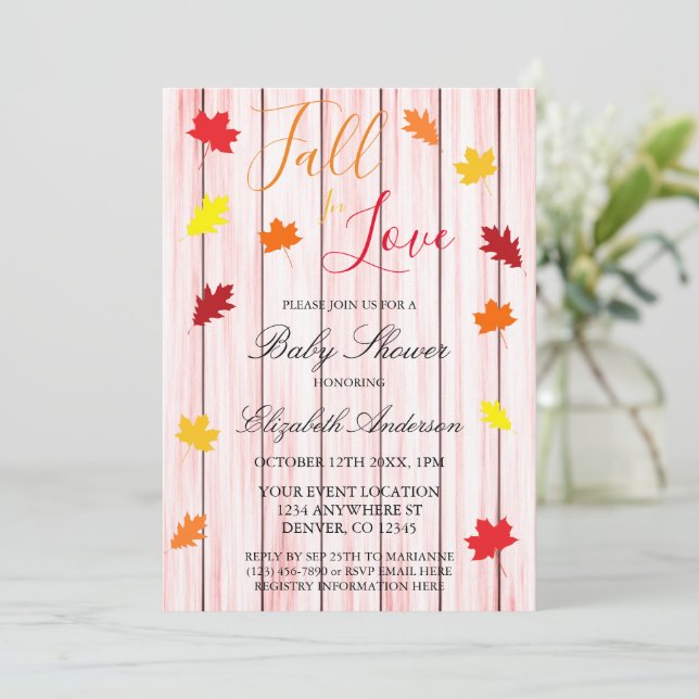 Rückgang der Liebe Herbstleaves Babydusche Einladung (Stehend Vorderseite)