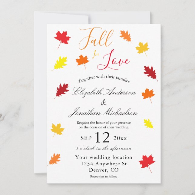 Rückgang der Liebe Herbstleaves Hochzeit Einladung (Vorderseite)