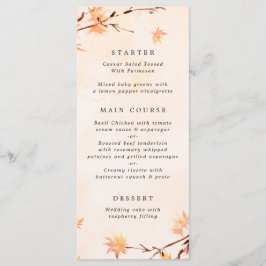 Rückgang der Liebe Herbstleaves Hochzeitsmenü Menükarte