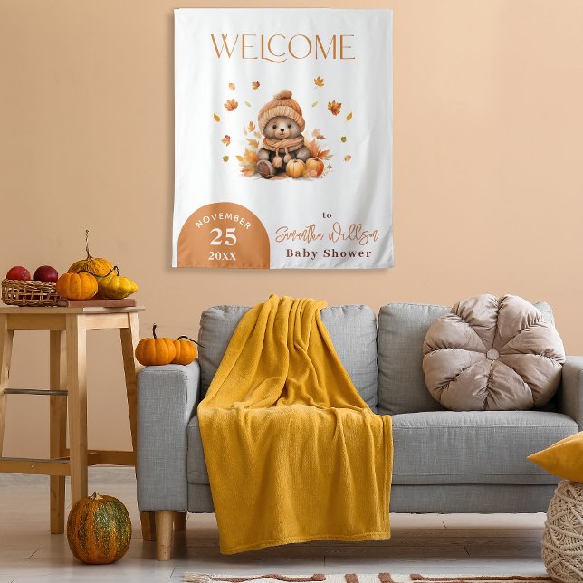 Rückgang der Liebe Kleiner Teddy Bär Orange Pumpki Wandteppich (Von Creator hochgeladen)