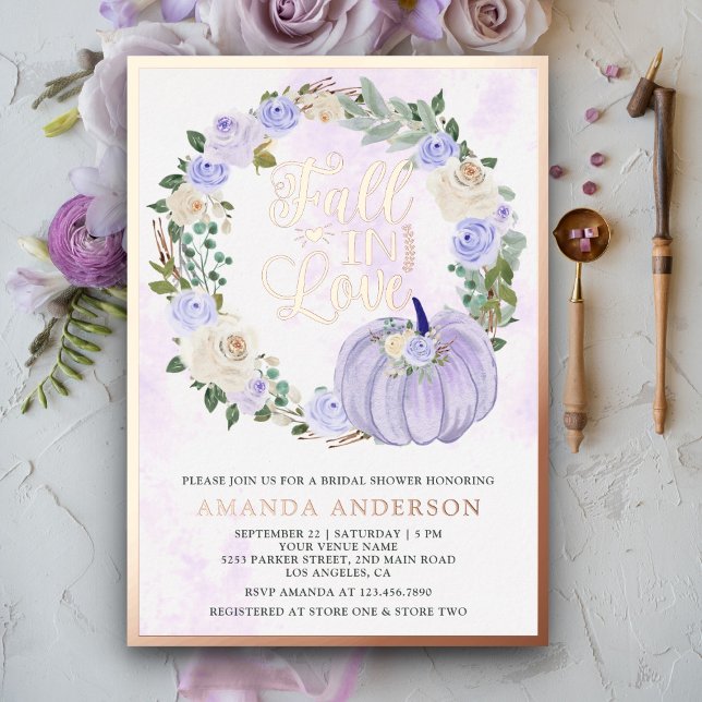 Rückgang der Liebe Lavender Rose Pumpkin Brautpart Folieneinladung (Von Creator hochgeladen)