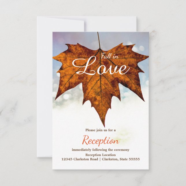 Rückgang der Liebe Leaf Foto - Empfang Einladung (Vorderseite)