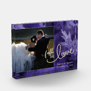 Rückgang der Liebe mit Herbst Lila Hochzeit und Fotoblock