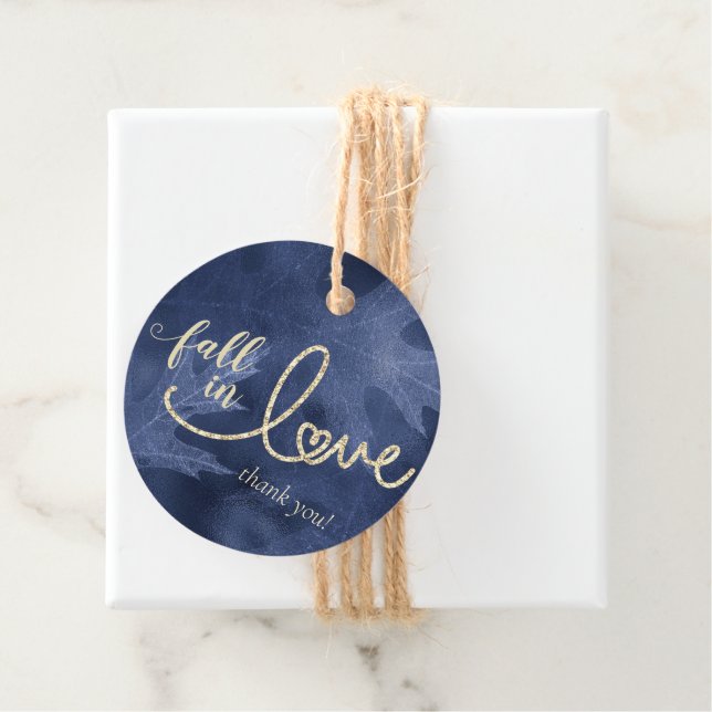 Rückgang der Liebe mit Herbst | Navy Blue und Gold Geschenkanhänger (Beispiel)
