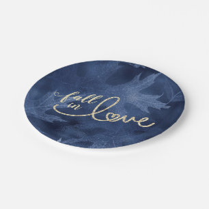 Rückgang der Liebe mit Herbst   Navy Blue und Gold Pappteller